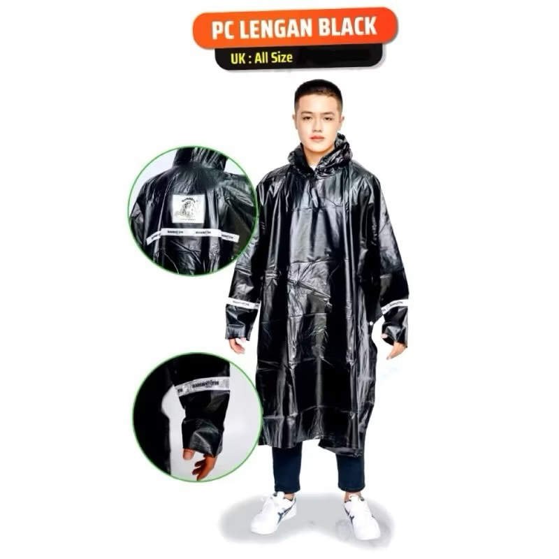 [Mammoth] Jas Hujan Ponco lengan Mammoth New Black All Size Unisex