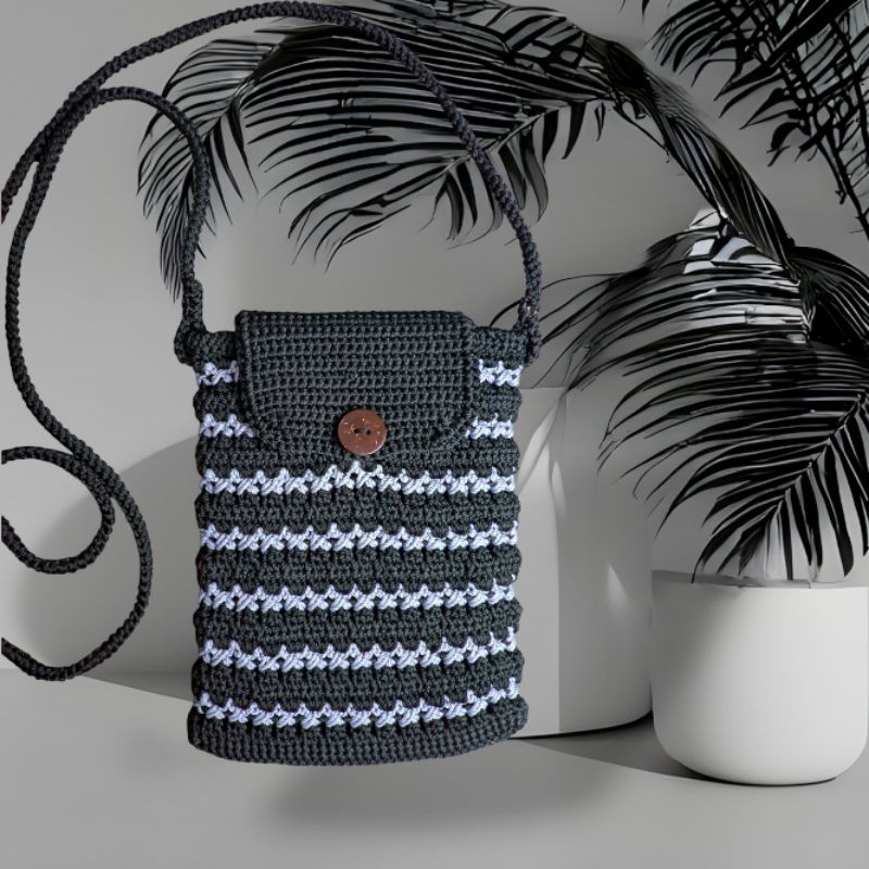Tas slempang rajut handmade / tas hp rajut / tas rajut handmade