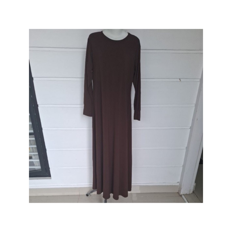 gamis polos coklat tua