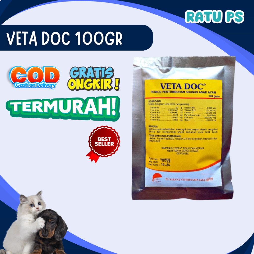 Veta DOC 100 gram - Vitamin Khusus Ayam DOC - Vitamin Pertumbuhan Untuk Ayam Umur 1 Hari