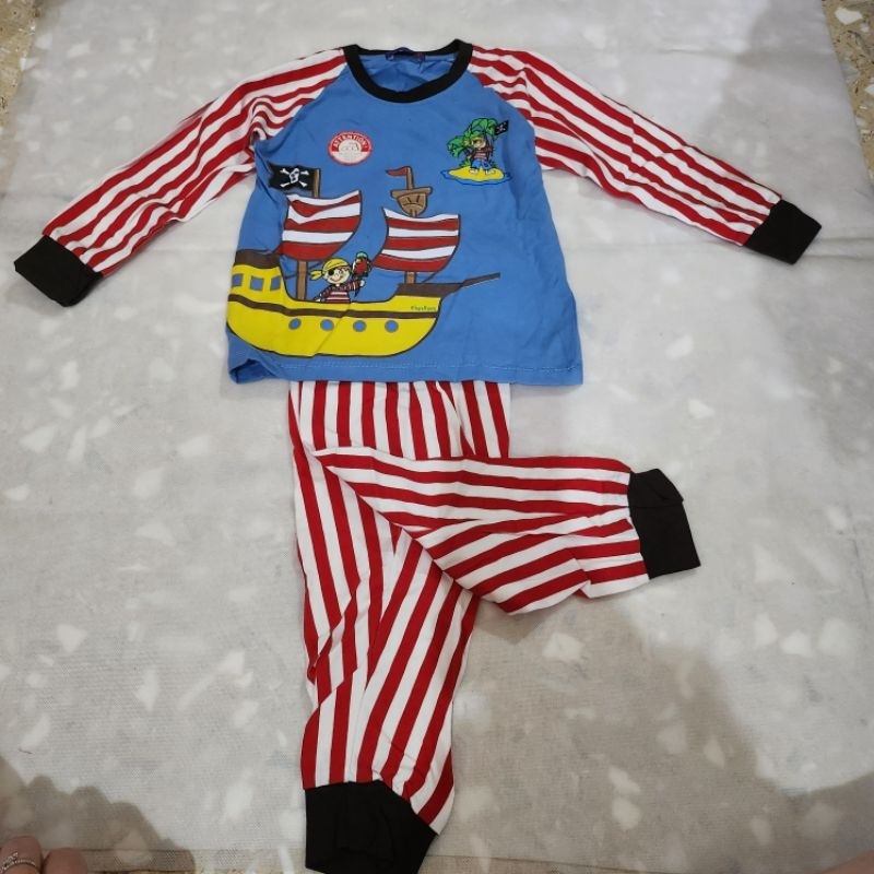 Setelan Piyama Baju Tidur Lengan Panjang Celana Panjang London Kids Size 4