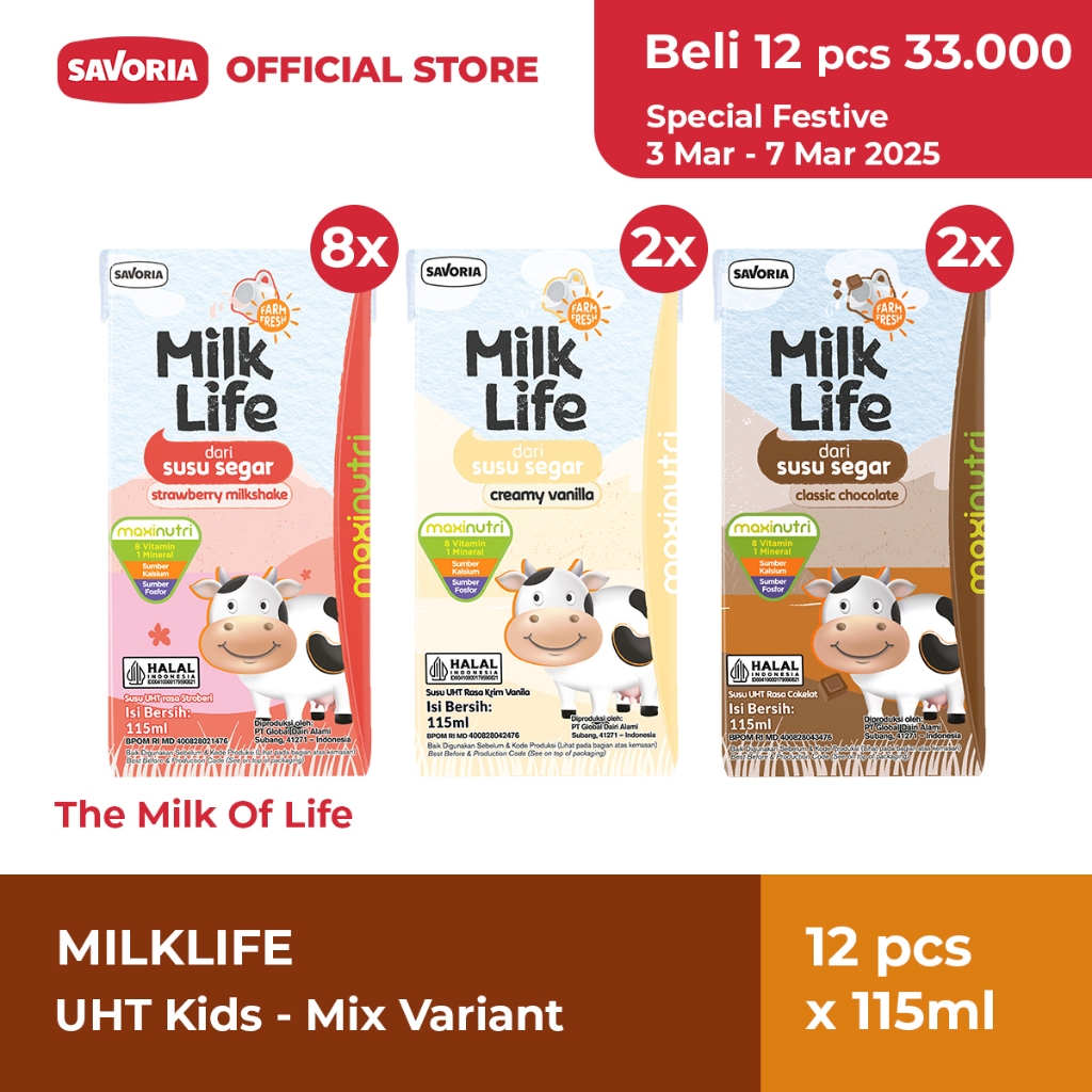 

MilkLife UHT Kids Mix Variant - 12 Pcs x 115ml