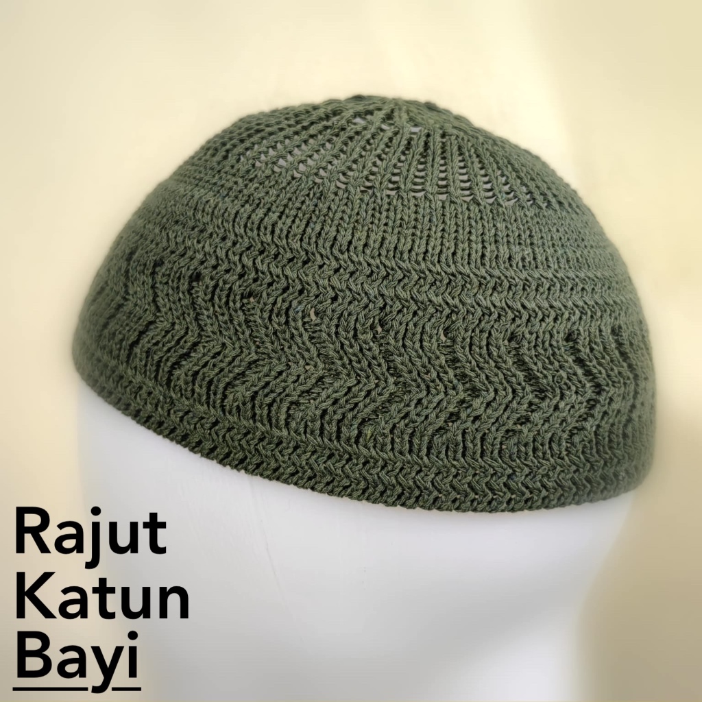 Peci Rajut Katun Bayi [Hijau Tua]