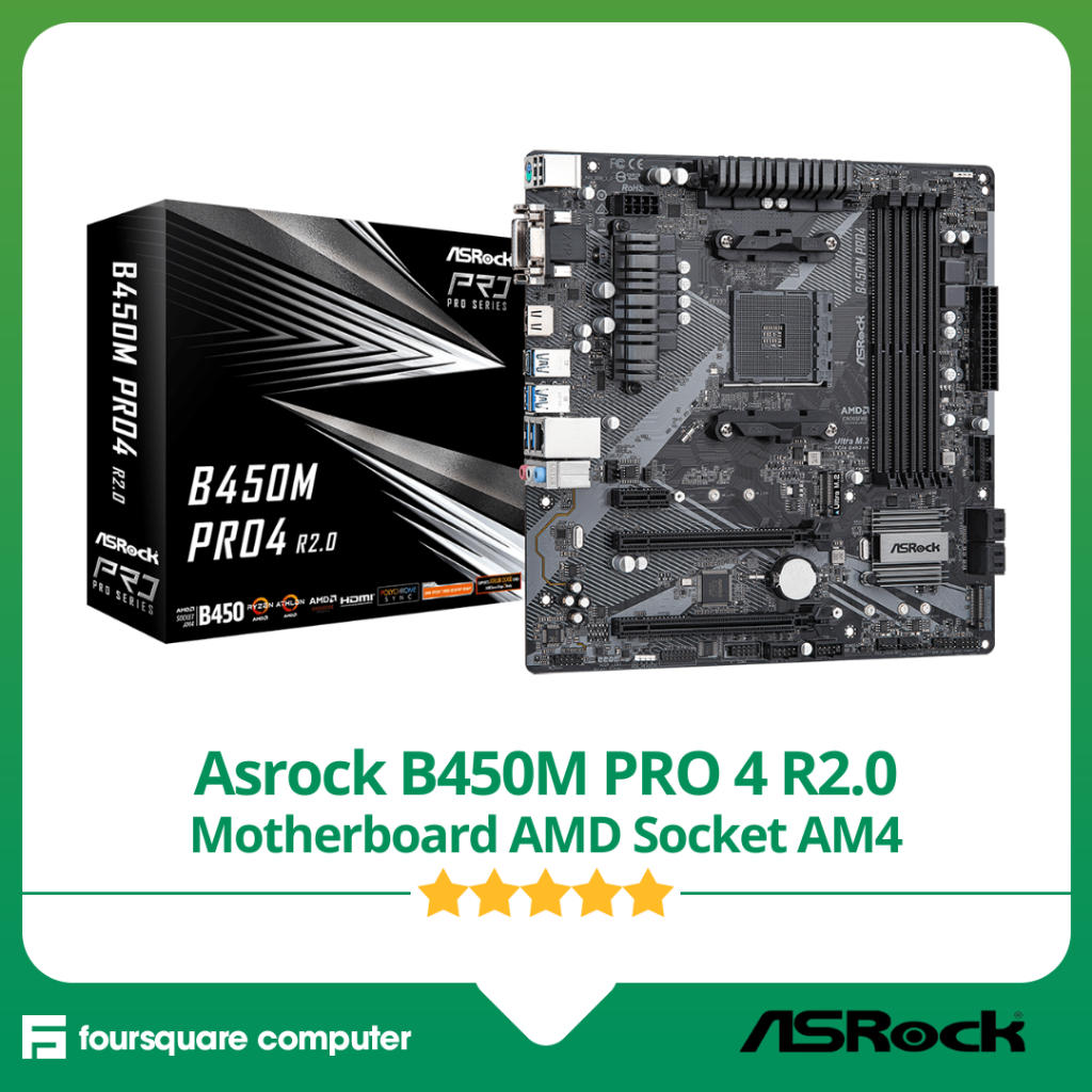Asrock B450M PRO 4 R2.0 Motherboard AMD Socket AM4 DiM