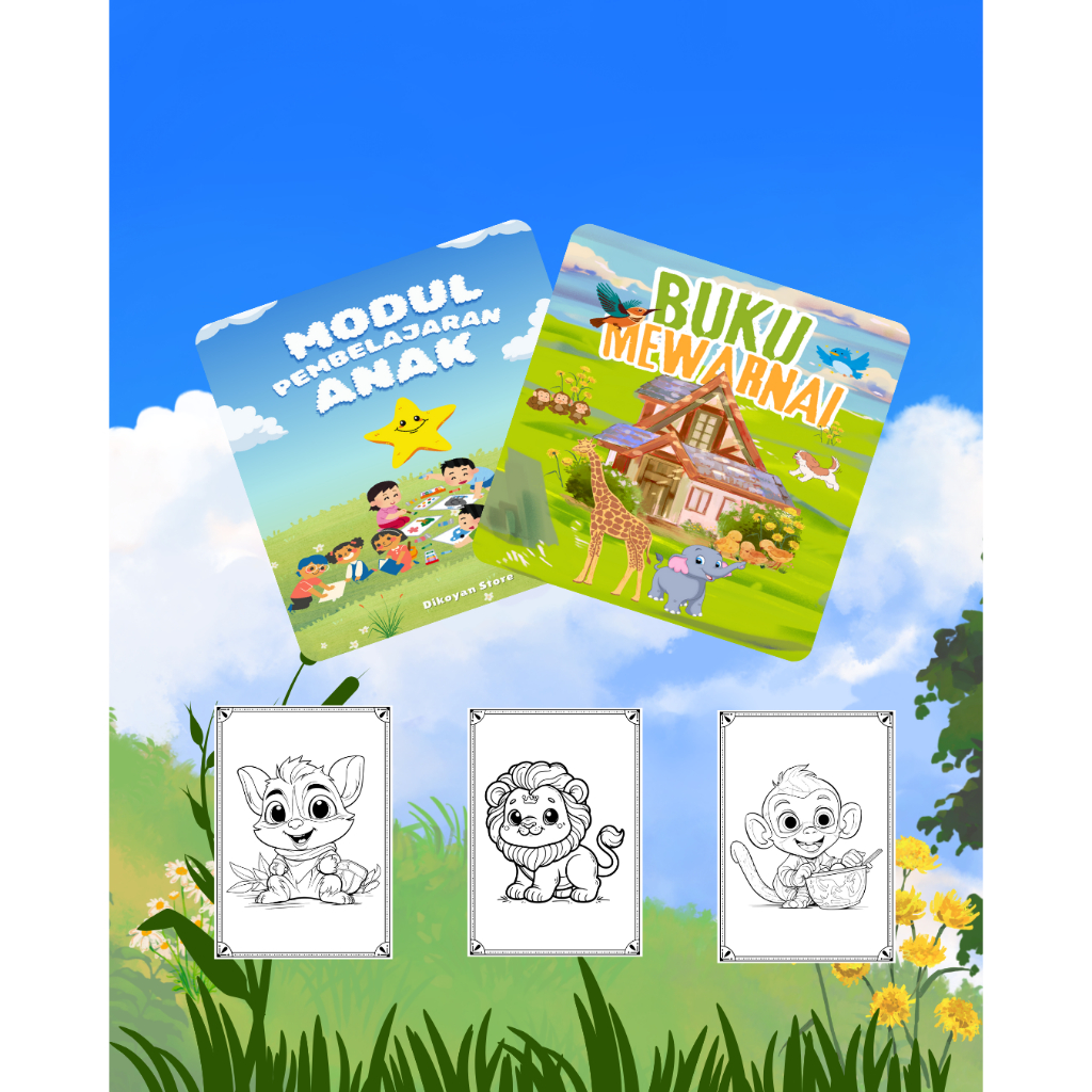 

50 Lembar kertas mewarnai anak TK/Paud/SD Baru ! Simple Dan Tidak Membosankan