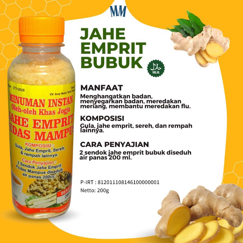 

Jahe emprit bubuk/ Jahe emprit instan/ Minuman jahe emprit/ Minuman herbal/ Minuman tradisional/ Jamu tradisional/ Jamu bubuk [200g]