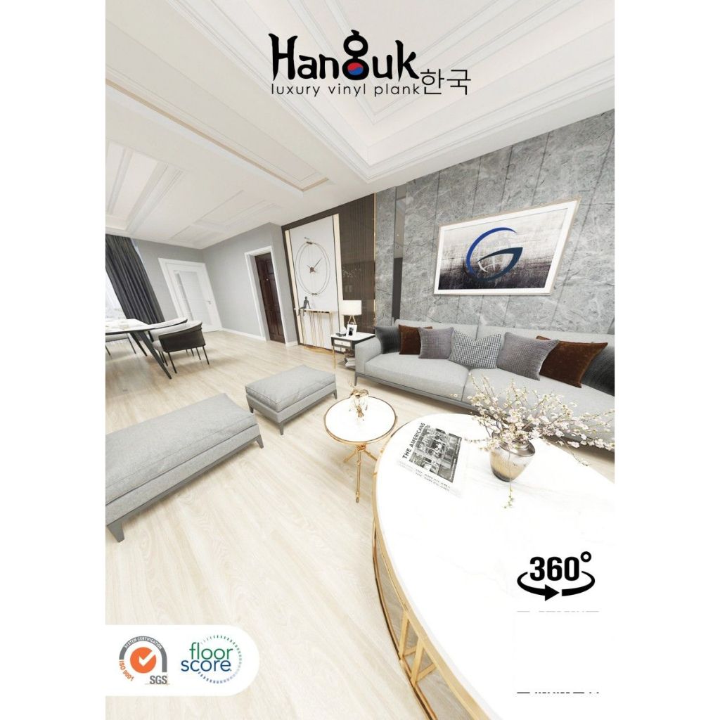 Vinyl Plank Hanguk Series HGU tebal 3mm | Motif Kayu Anti Rayap dan Tahan Air 3,345m2
