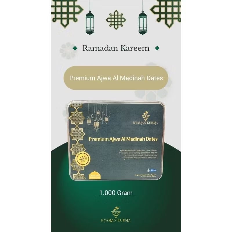 

Kurma Ajwa Premium REGULER / Nyaman Kurma - 1.000 Gr