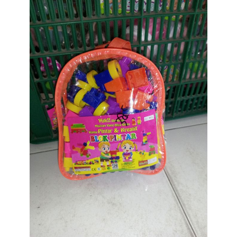 Mainan Anak Block Tas Hanlo isi 60Pcs 8360