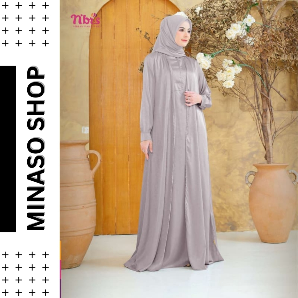 GAMIS NIBRAS RON 047 NIBRAS GAMIS POLOS DRESS WANITA SYARI GAMIS SATIN SHIMER