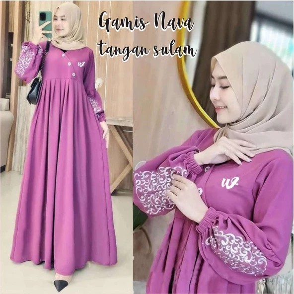 gamis dewasa baju muslim gamis motip gamis nava baju wanita baju muslim dewasa