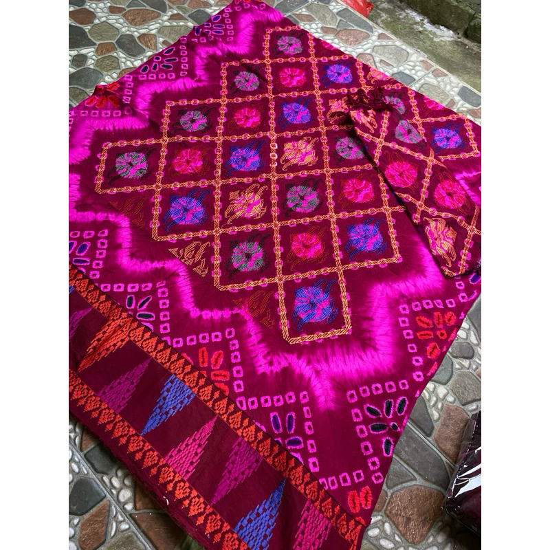 Sutra Jumputan Singaraja Tumpal songket set selendang