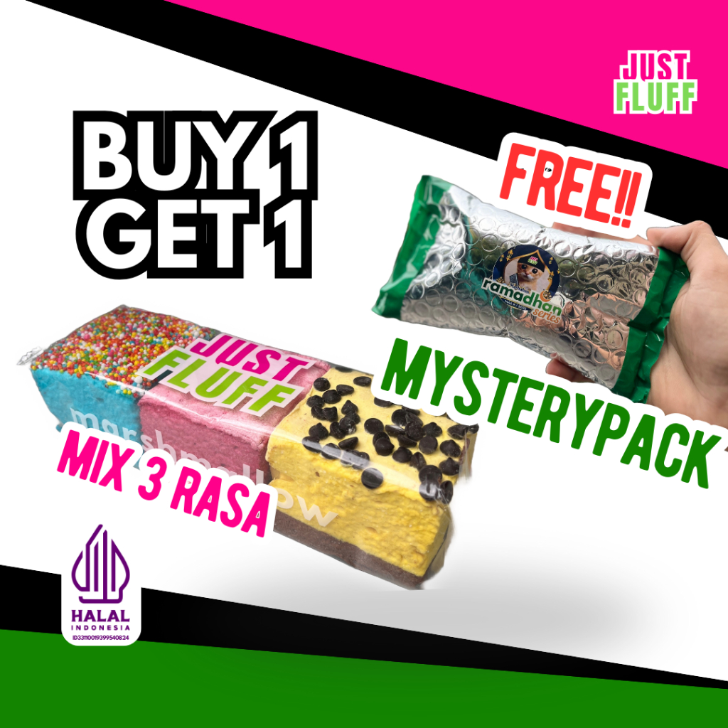

[BUY 1 GET 1] MARSHMALLOW MIX + MYSTERY PACK JUSTFLUFF [HALAL] [BEBAS PILIH]