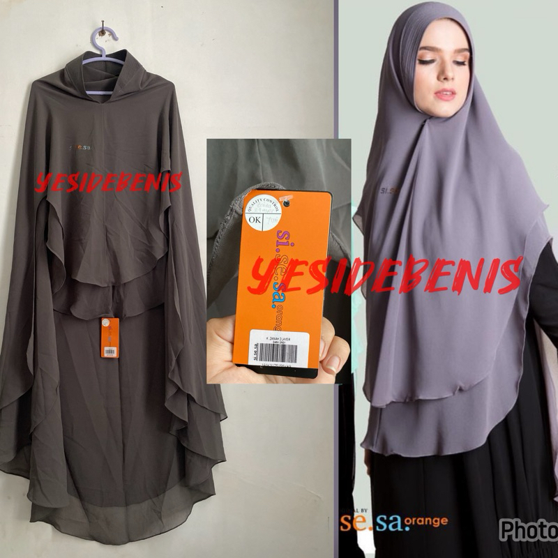 NEW KHIMAR SISESA ZAINAH WARNA DARK GREY ORIGINAL TAG