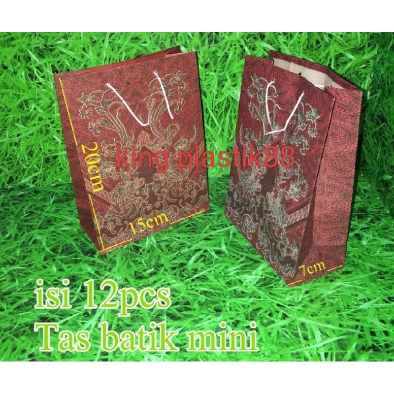 

isi12pcs TAS kertas BATIK MINI kecil paper bag shopping goodie souvenir bag
