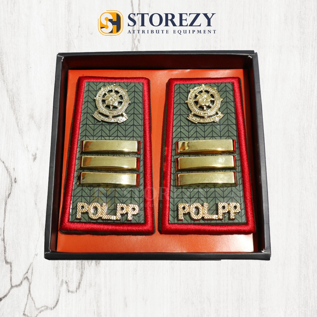 PANGKAT PDH BORDIR SATPOL PP GOLONGAN 3C POL PP MIKA AKRILIK LIST MERAH TERBARU PREMIUM