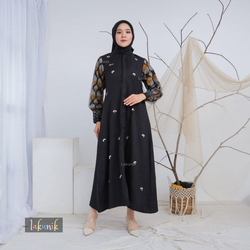 GAMIS TENUN ETNIK | GAMIS LEBARAN TERBARU | OUTFIT LEBARAN