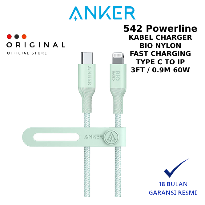 Anker 542 USB C to Lightning Cable (Bio-Nylon 3ft) Green A80B5 - ANKER OFFICIAL STORE ( CODE 10044 )