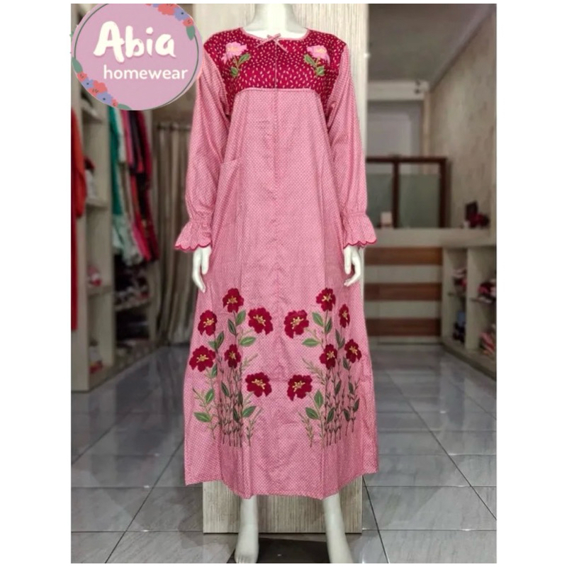 Gamis Katun Jepang Bordir Khas Malang - Busui Friendly (Merah)