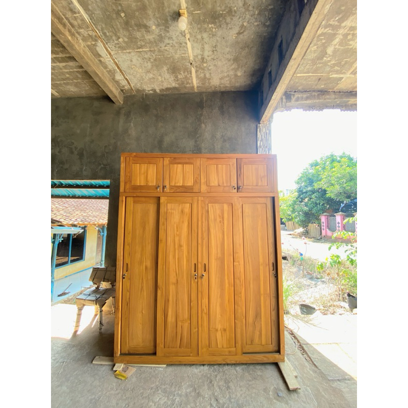 Lemari Sliding 4 Pintu Lemari Pakaian Modern 4 Pintu Lemari Mewah Kayu Jati