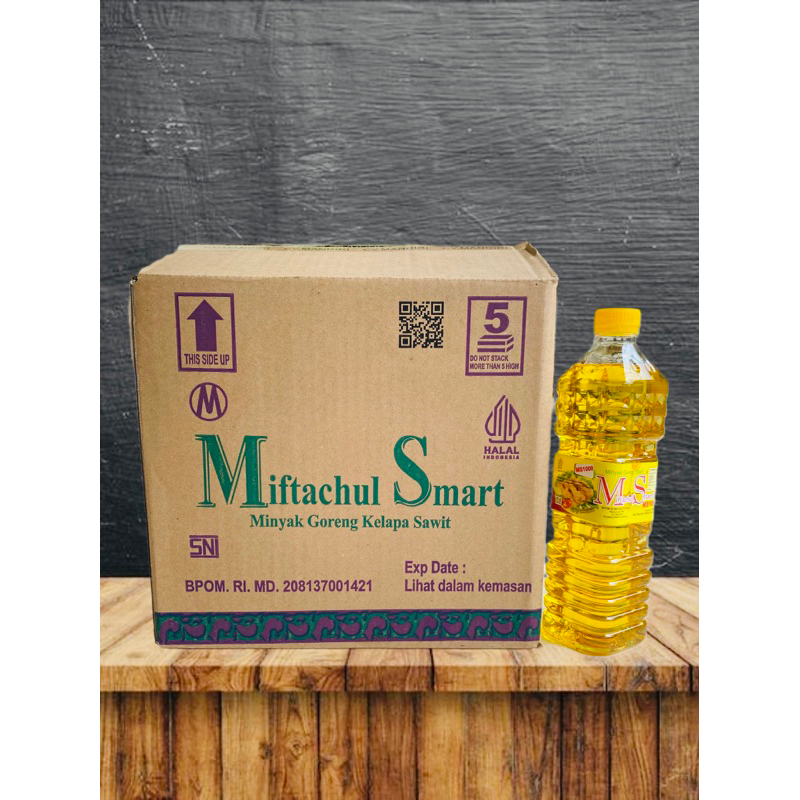

Paket 1 Dus isi 12 botol 800 ml Promo Spesial Minyak Goreng berkualitas dan ekonomis merk Miftachul Smart