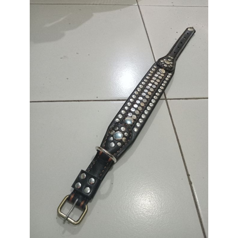 kalung anjing 3 jari buru bahan kulit asli