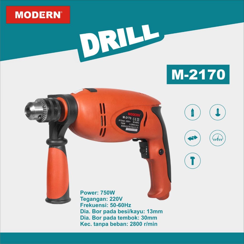 Modern Bor listrik 13mm bor tembok impact drill - bor listrik bolak balik M2170