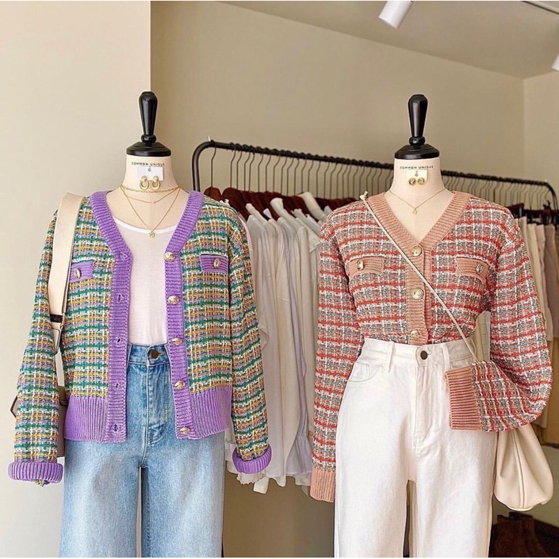 [READY] ORI MEIRA KNIT CARDIGAN TWEED IMPORT PREMIUM