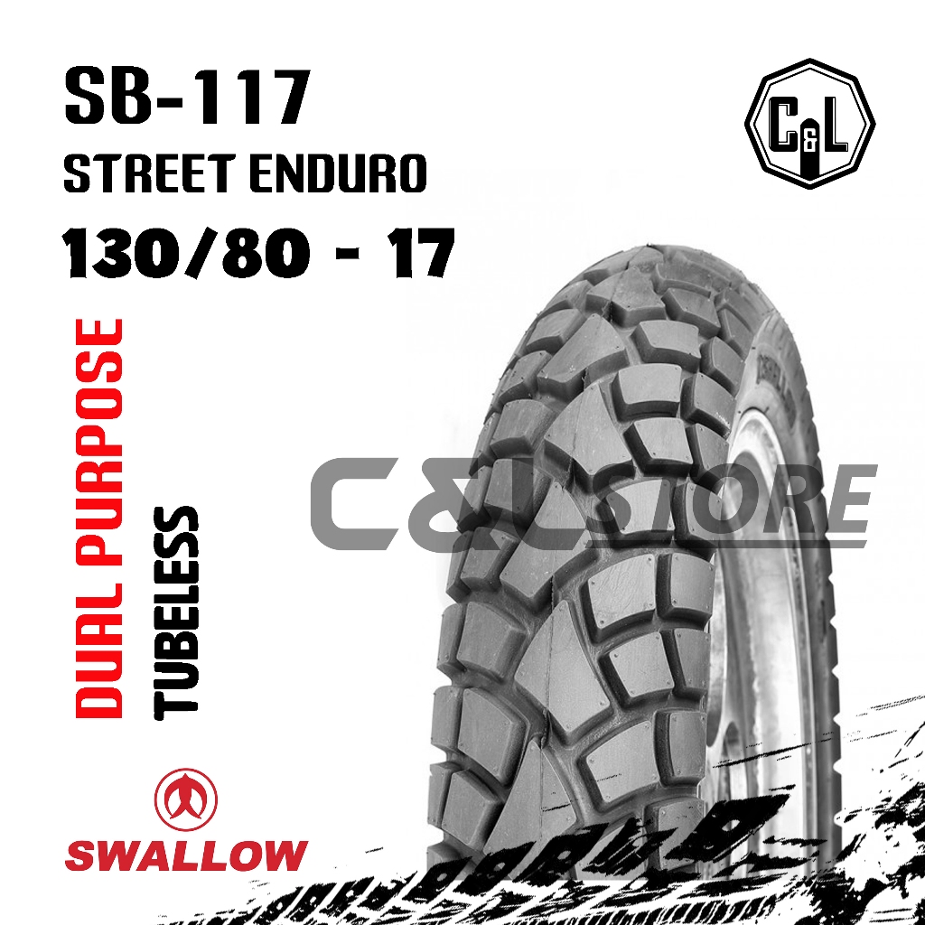 BAN LUAR SWALLOW 130/80-17 RING 17 SB-117 STREET ENDURO TUBELESS