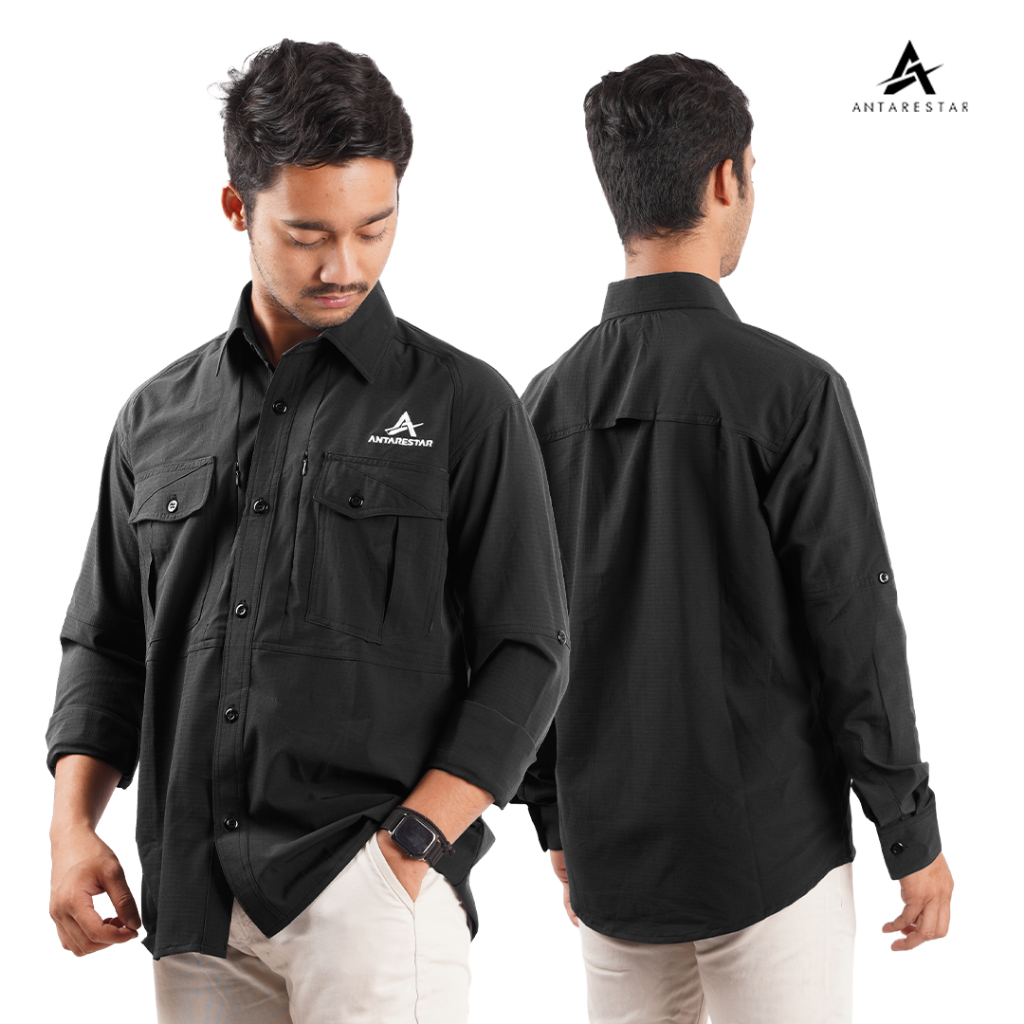 ANTARESTAR Official - Kemeja Kazbek Atasan Casual Pria Wanita Polos Trendy