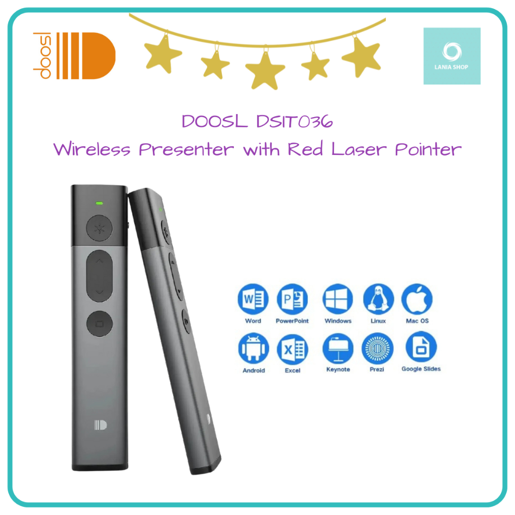 DOOSL DSIT036 - Wireless Presenter with Red Laser Pointer - Cocok untuk Presentasi