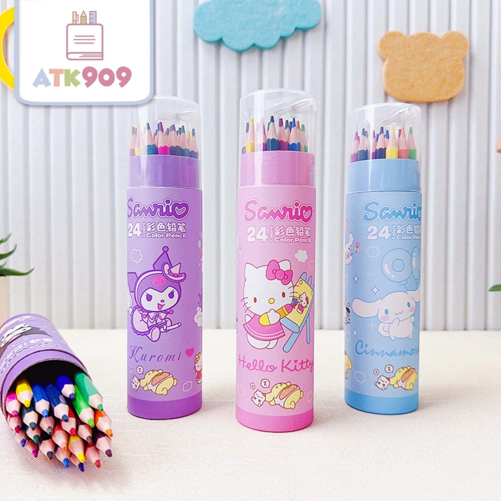

ATK909 Pensil Warna Tabung 12 18 24 36 Warna Karakter Sanrio Coloring Pencils + Rautan Back To School
