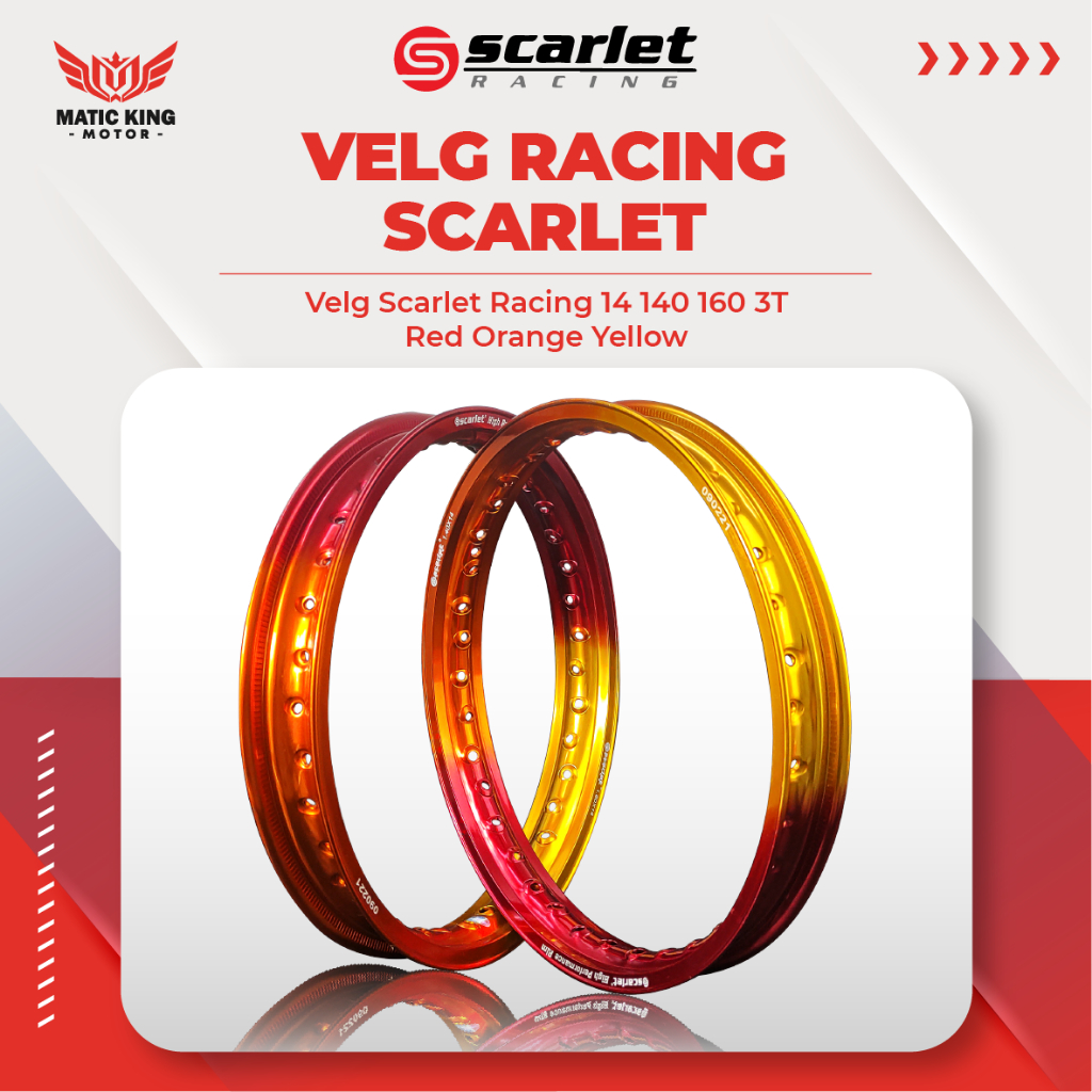 Ring Velg Scarlet 14 & 17 Ukuran 140 160 3 Tone Warna Red Blue Yellow Orange Gold Titanium 36 Hole