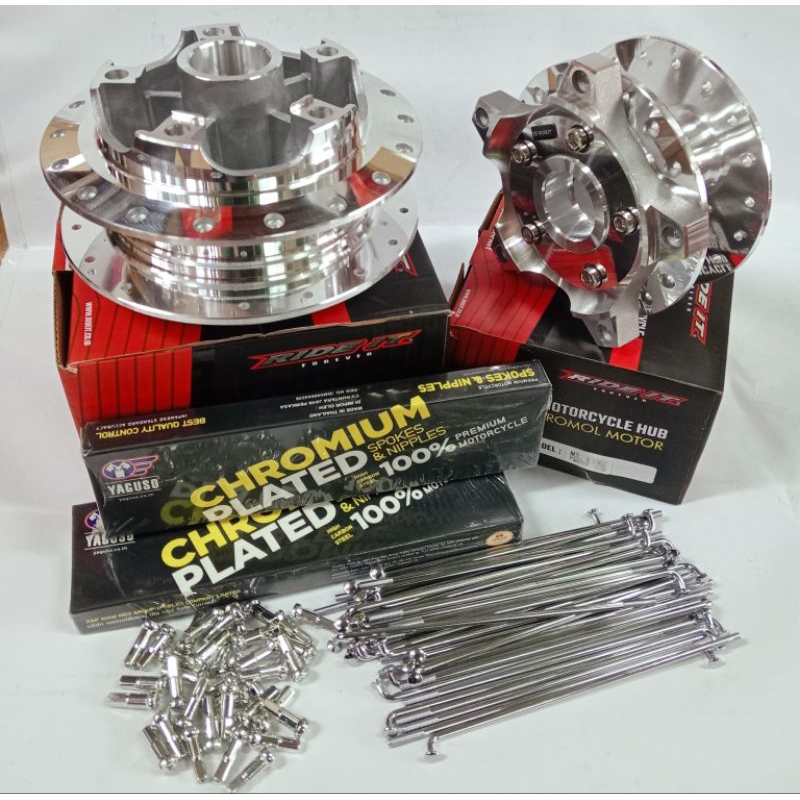 TROMOL SET RIDE IT CROME DEPAN BELAKANG PLUS JARI JARI CROME YAGUSO 1SET PNP MX KING 150/JUPITER MX 