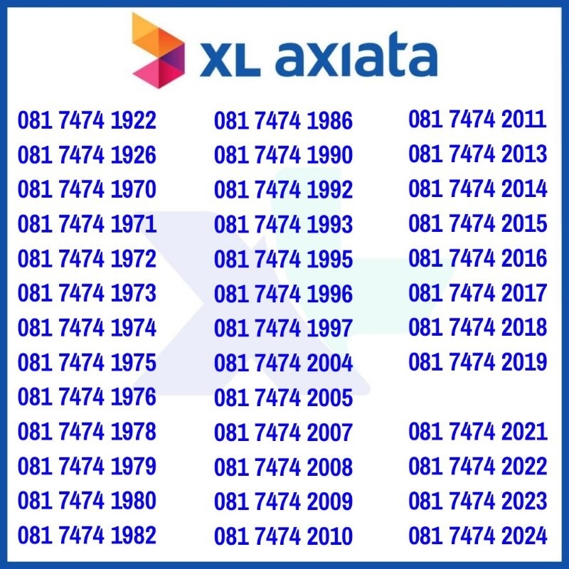 Nomor Cantik XL Seri Tahun Lahir