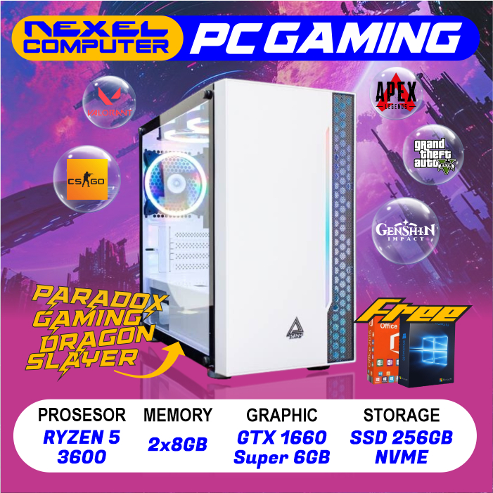 PC Gaming NEW - Ryzen 5 3600 - GTX 1660 SUPER 6GB - RAM 16GB DDR4 - SSD 256GB NVME