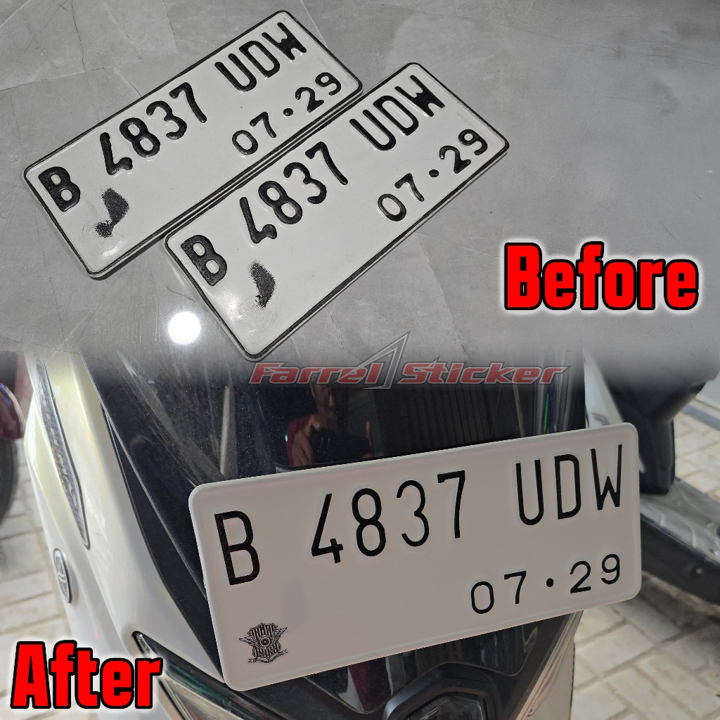 Promo Stiker Angka Plat Nomor Motor Reflektif Putih/Hitam