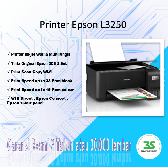 Printer Epson L3250 L 3250 L-3250 Wifi Print Scan Copy - Tinta Original - Garansi Resmi