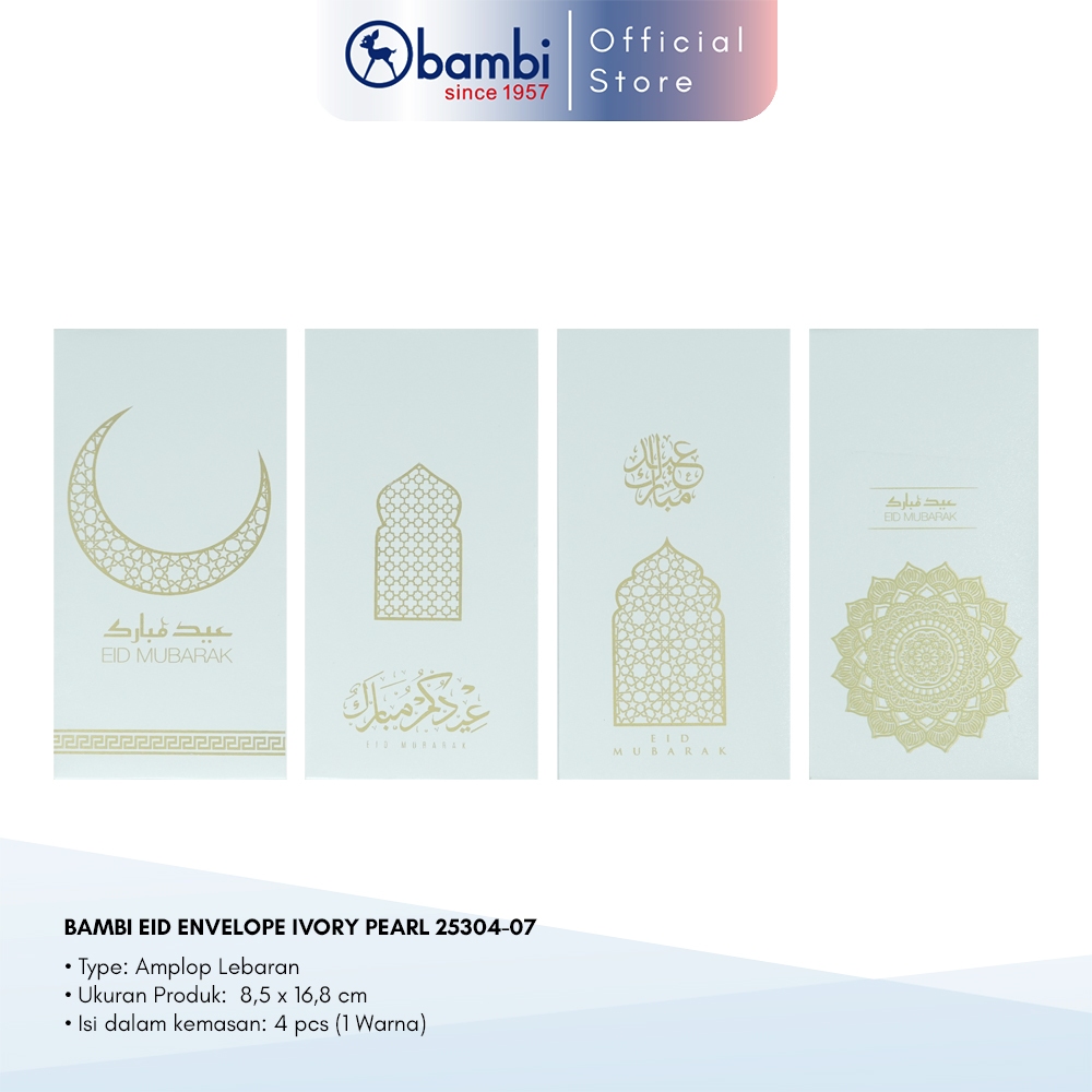 

Bambi Amplop Lebaran isi 4 Pcs Eid Envelope Ivory Pearl Original