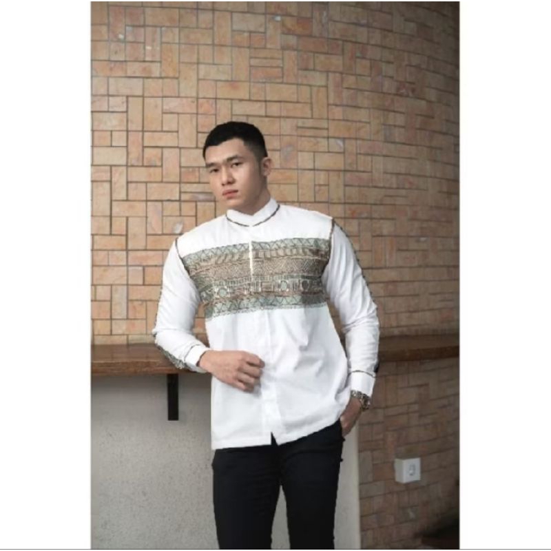 Kemeja Bordir Pria NUC.ID Fadil 04 (Putih)