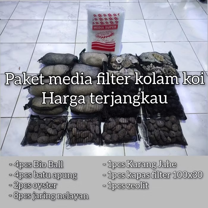 Paket media filter kolam koi Medium siap pakai/paket hemat media filter kolam aquarium medium