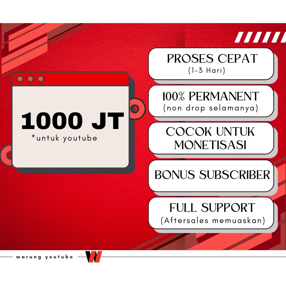 Warung Youtube 1000 JT + Subscribe Gratis Aman Terpercaya