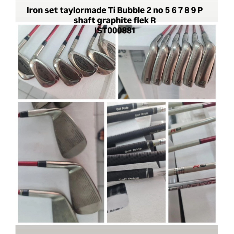 Stik golf Iron set taylormade Ti Bubble 2  No. 5 6 7 8 9 P  Shaft graphite flek R 5pcs  Bekas second