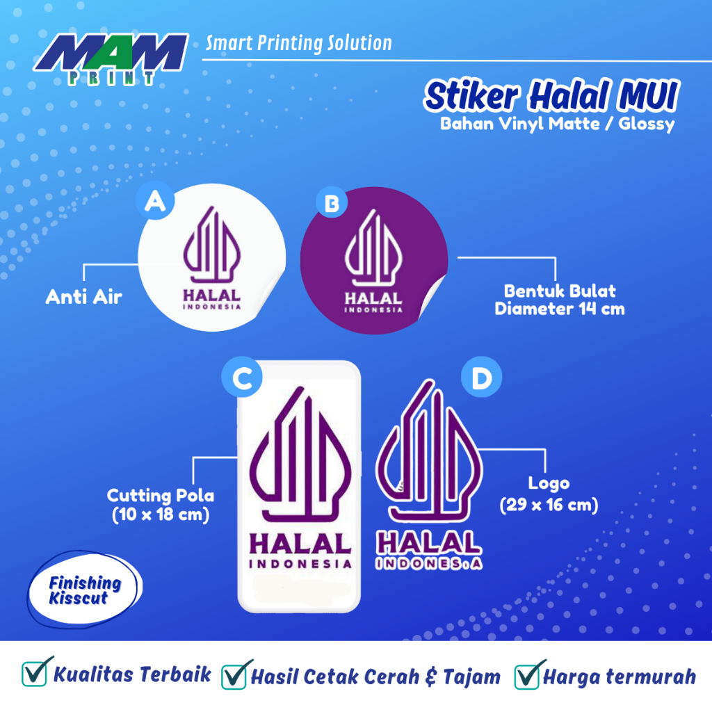 

CUTTING STICKER / STIKER HALAL INDONESIA STIKER LOGO MUI / HALAL LOGO MUI / LOGO BARU 2025 / STIKER HALAL RESTORAN CAFE