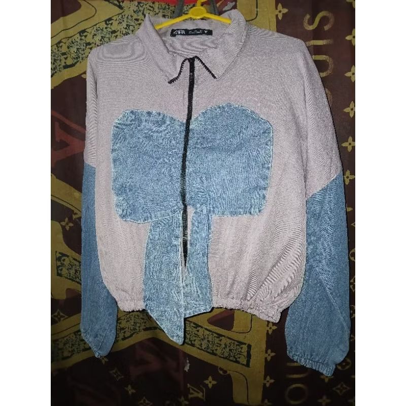 setelan rok jeans kombinasi❣️set atas bawah kombinasi❣️set rok jeans kombinasi lengan panjang