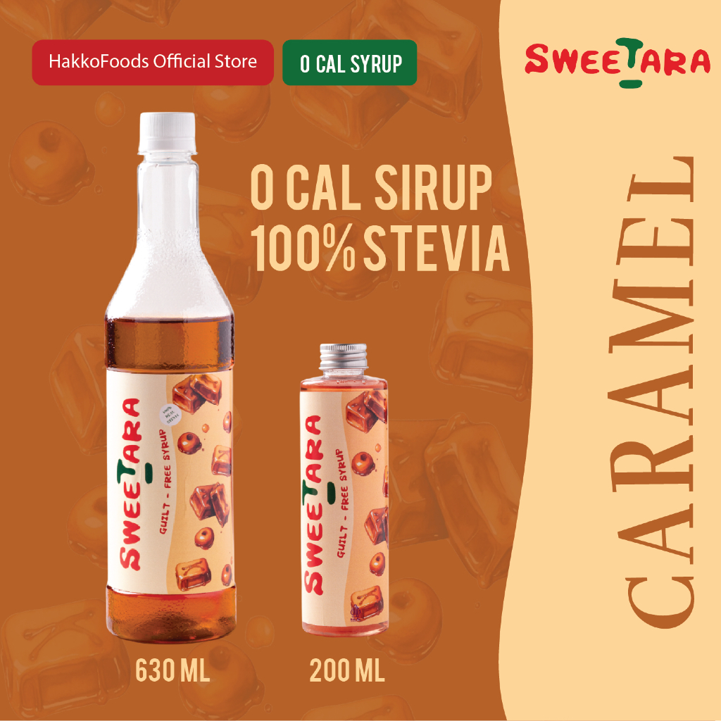 

Sweetara Sirup Caramel | Sirup Stevia Zero Calorie 200 ml / 630 ml by Hakkofoods