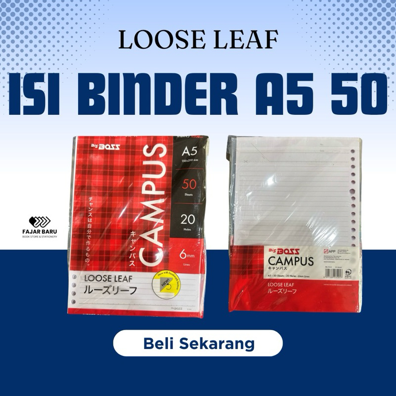 

ISI KERTAS BINDER GARIS A5 ISI 50 / KERTAS LOOSE LEAF