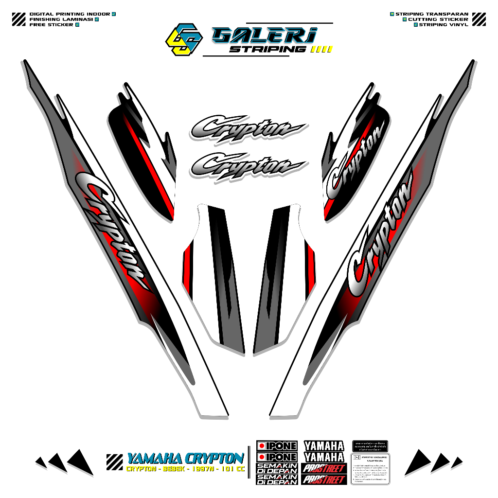 STRIPING YAMAHA CRYPTON MOTIF X5 STICKER CRIPTON 1995 1996 1997 STIKER LIST MOTOR CRYPTON STANDAR