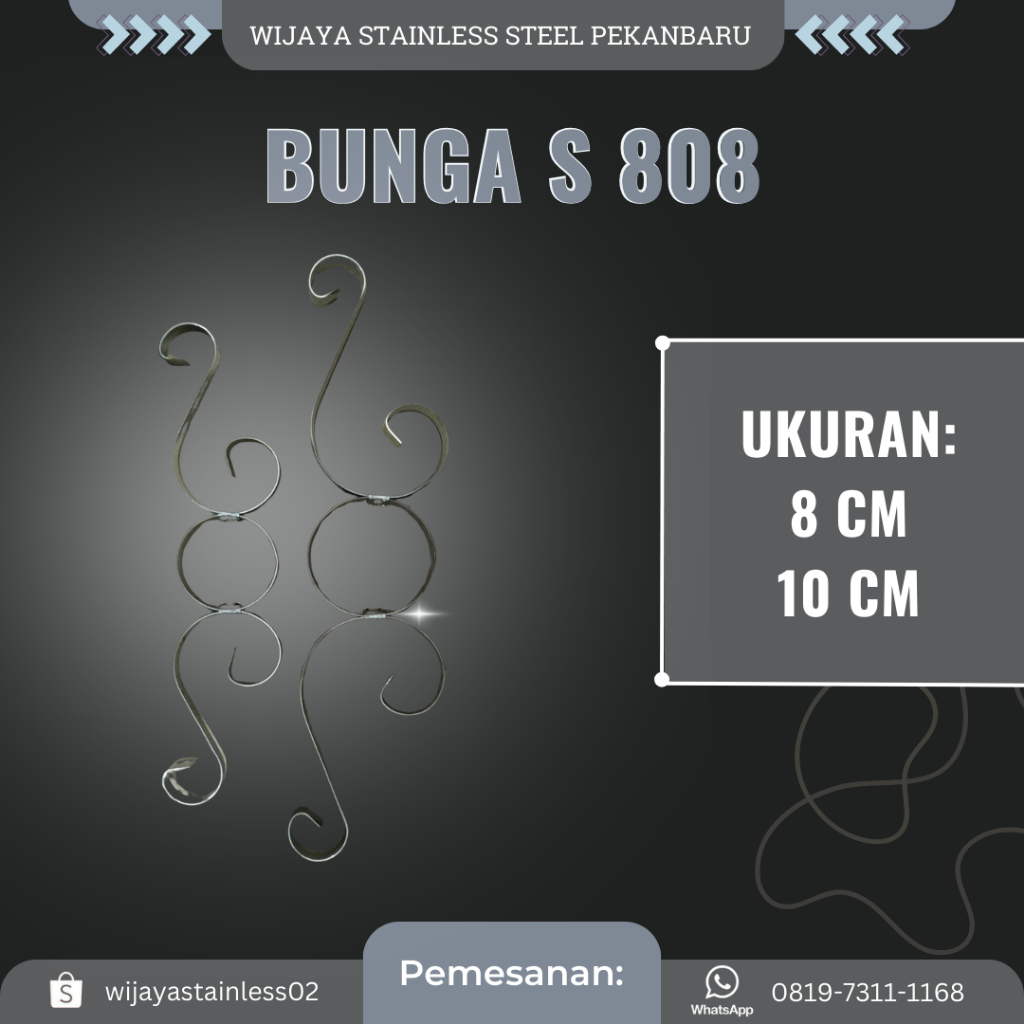 [8 & 10 CM] BUNGA S 808 STAINLESS STENLIS STEEL ORNAMEN PAGAR BALKON