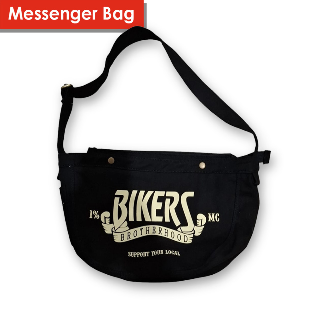 Tas kanvas selempang Bikers Brotherhood 1% MC Messenger Bag Premium Tebal Elegan Official BB1%MC